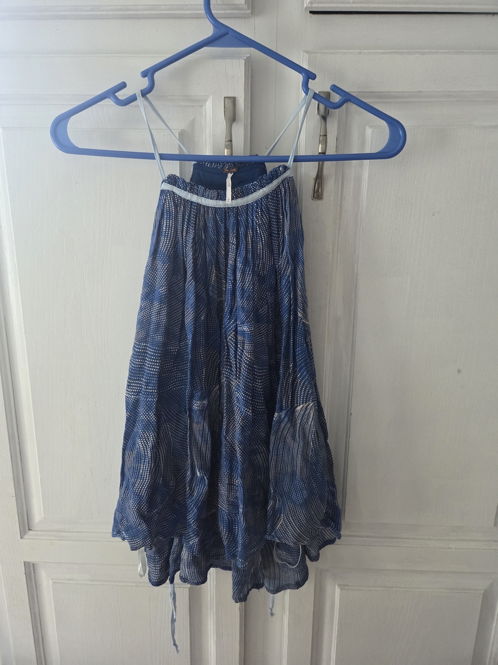 Free People Blue Patterned Tank Top